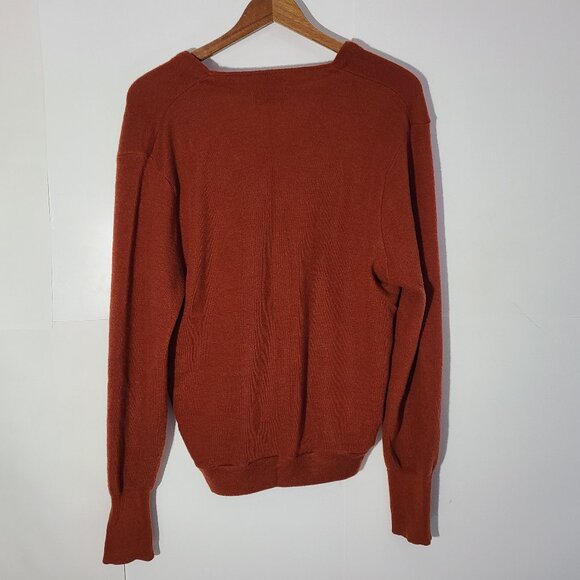 Vintage 80s Garan Burnt Orange Cardigan Sweater Men's Size Large Made in USA - Picture 6 of 6